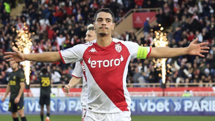 Monaco's French forward Wissam Ben Yedder celebrates after scoring a goal during the French L1 football match between Monaco and Paris Saint-Germain (PSG) at the Louis II stadium in Monaco on February 11, 2023 Image credit: Getty Images