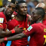 Asamoah Gyan celebrates with Christian Atsu