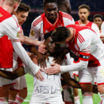 Kudus celebrates with Ajax teammates