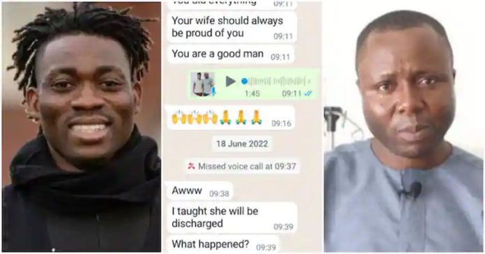 Crime Check TV boss Ibrahim Oppong Kwarteng drops chat with Christian Atsu Twasam. Photo source: Crime Check TV GH/chris_atsu (Instagram).