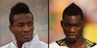 Asamoah Gyan [L] and Christian Atsu [R]