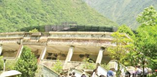 A collapsed building of the Junior High School at Yingxiu Town is now a memorial site