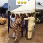 Ghanaian groom dance aggressively at wedding Photo credit@obaapa7323/TikTok