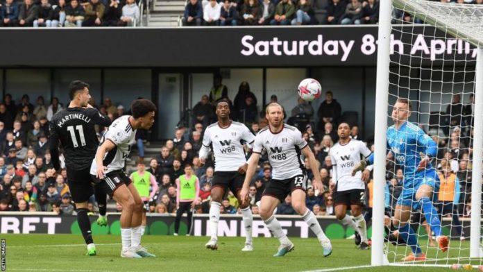 Gabriel Martinelli scored his 12th league goal of the season in Arsenal's win at Fulham