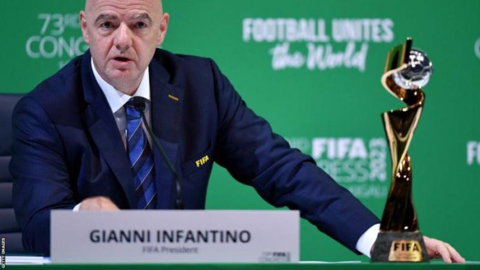Gianni Infantino was speaking at the Fifa congress in Kigali, Rwanda, where he was re-elected as president