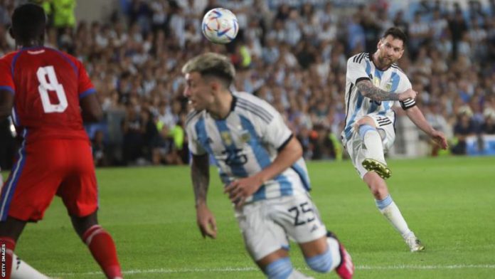 Messi scored his 800th goal with an 89th-minute free-kick for Argentina