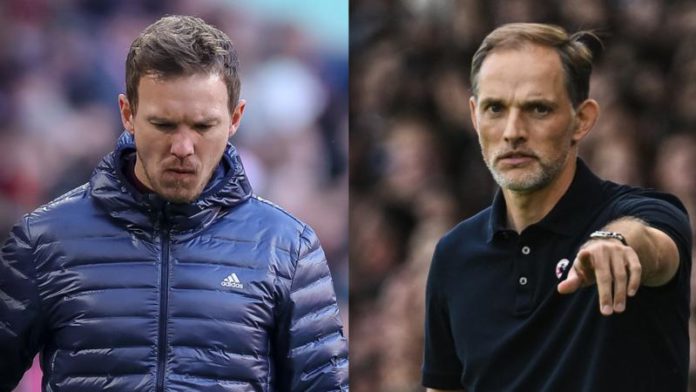 Julian Nagelsmann (left) won 60 of his 84 matches in charge of Bayern