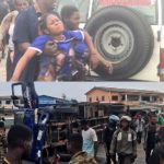 Sales girls injured as sales truck overturns at Nungua Scene of the accident at Nungua on March 3, 2023