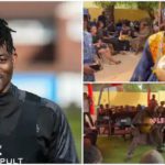 King Ayisoba at Christian Atsu's family home. Photo Source: Getty Images and @plus1tv