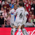 La Liga: Barcelona cruise over Athletic Bilbao to maintain top spot Raphinha of FC Barcelona celebrates with teammates after scoring the team's first goal during the LaLiga Santander match between Athletic Club and FC Barcelona at San Mames Stadium Image credit: Getty Images