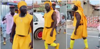 Ras Nene Dresses In Hilarious Yellow Outfit Photo Source: officialagooji