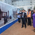 Ambassador Lu Kun showing Ms Shirley Ayorkor Botchwey and others round the proposed annex
