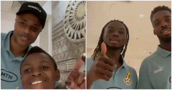 Yaw Dabo meets Dede Ayew, Gideon Mensah and Inaki Williams at the Black Stars camp in Kumasi. Photo Source: @samuel_dabo Yaw Dabo meets Dede Ayew, Gideon Mensah and Inaki Williams at the Black Stars camp in Kumasi. Photo Source: @samuel_dabo