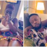 Kalybos pampering Ahuofe Patricia on her birthday by letting her sit on his lap Photo source: @kalybos1