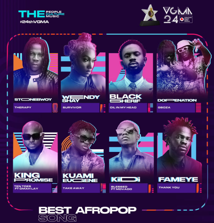 VGMA Nominees, compiled by Adomonline.com