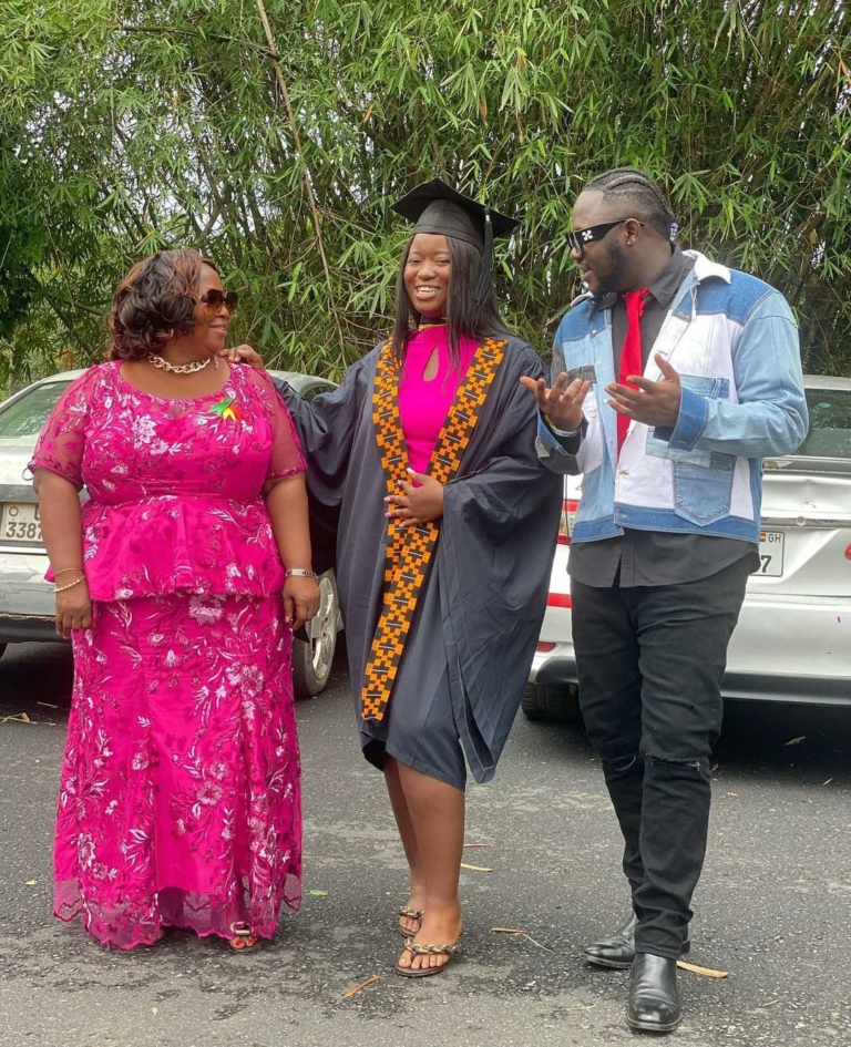 Rare photos of Medikal’s mum pop up as his sister graduates from Legon