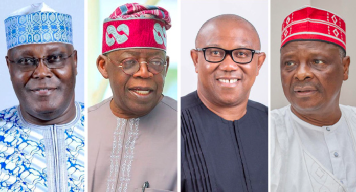 Atiku Abubakar, Bola Ahmed Tinubu, Peter Gregory Obi and Rabiu Kwankaso