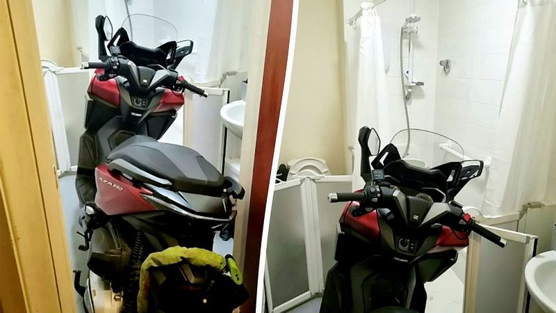 Police find stolen motorbike inside a bathroom