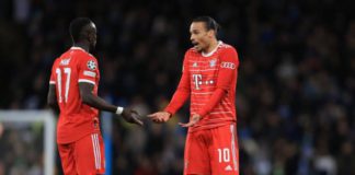 Sadio Mane (left) and Leroy Sane argued during the latter stages of Tuesday's defeat at Manchester City