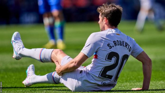 Sergi Roberto was forced off in the first half with a hamstring injury