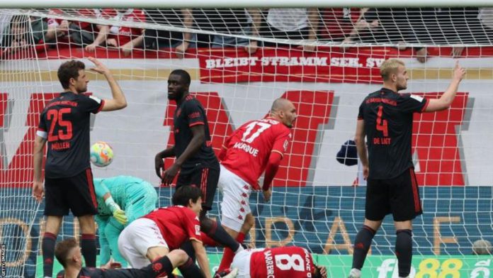 Ludovic Ajorque equalised for Mainz as they stunned Bayern Munich by scoring three goals in 14 minutes