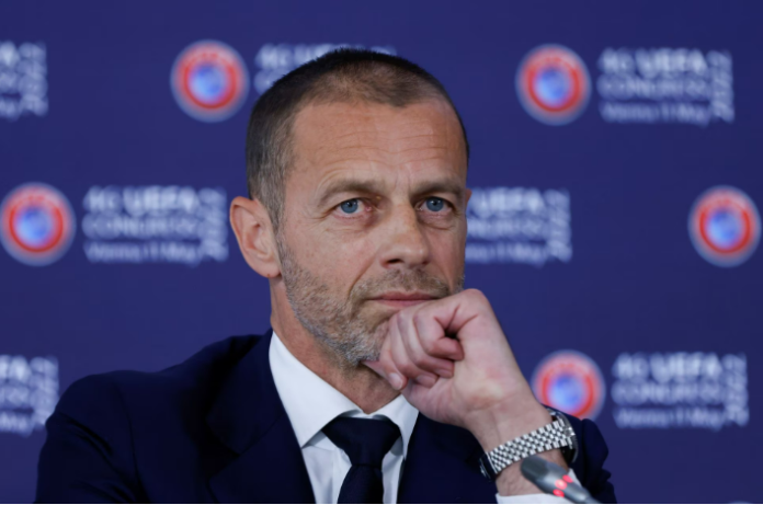 UEFA President Aleksander Ceferin attends a news conference during the 46th UEFA congress in Vienna, Austria, May 11, 2022. REUTERS/Leonhard Foeger