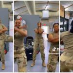 Video of 3 female soldiers doing waist dance source: tiktok
