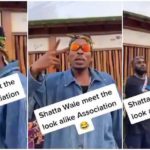 Shatta Wale's lookalike meets Mr Drew and King Promise's lookalikes. Photo Source: @the1957news