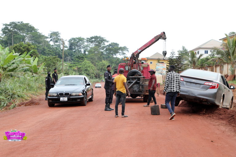 Man misses death by inch after his car veered off at Kwahu [Photos]