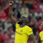 Romelu Lukaku celebrates putting Inter 2-0 up at Benfica