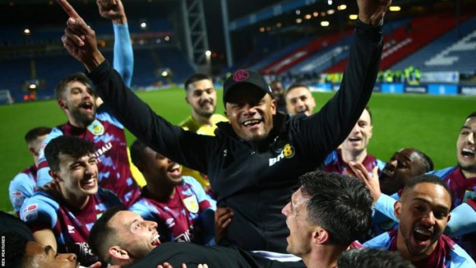 Burnley won the Championship title after beating bitter Lancashire rivals Blackburn Rovers at Ewood Park in April