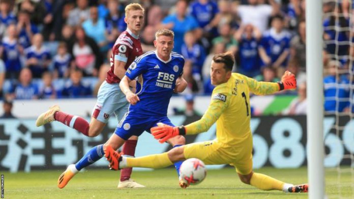 Harvey Barnes scored his 13th goal of the season for Leicester