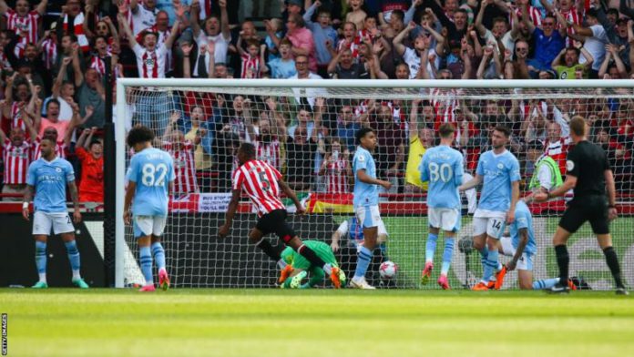 Ethan Pinnock's cool finish ended Manchester City's 25-match unbeaten run - but it wasn't enough to earn the Bees a Europa Conference League spot