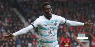 Benoit Badiashile of Chelsea celebrates after scoring their sides second goal during the Premier League match between AFC Bournemouth and Chelsea FC at Vitality Stadium on May 06, 2023 in Bournemouth, England. Image credit: Getty Images