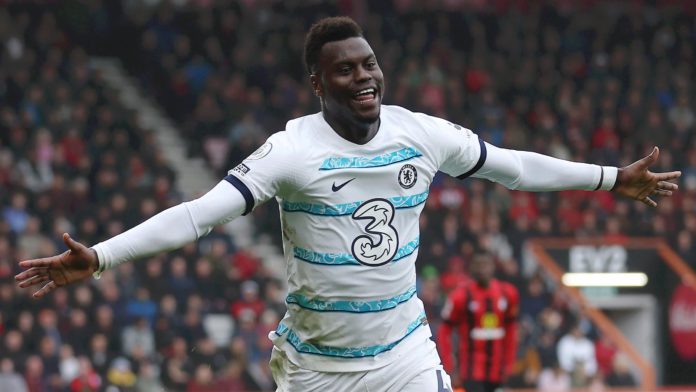 Benoit Badiashile of Chelsea celebrates after scoring their sides second goal during the Premier League match between AFC Bournemouth and Chelsea FC at Vitality Stadium on May 06, 2023 in Bournemouth, England. Image credit: Getty Images