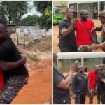 Ras Nene interacting with the excited soldiers and police officers in Techiman Photo Source: Ahodwo TV