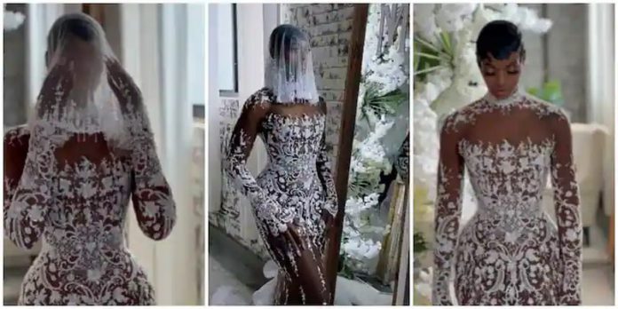 Photos of the wedding dress Credit: @alonuko_bridal