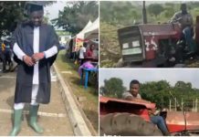 John Dumelo Ploughs Farm Land With Tractor Photo Source: johndumelo1