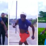 A collage of Dr Likee wearing a crop top and leggings in a new video Image credit: official_ras_nene