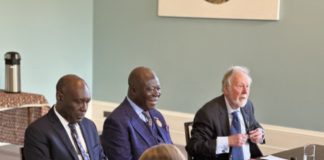 Otumfuo with technical advisors-Ivor Agyeman-Duah and Mlcolm McLeod