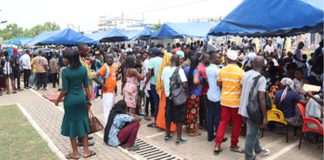 Some applicants waiting to be registered. Picture: ELVIS NII NOI DOWUONA