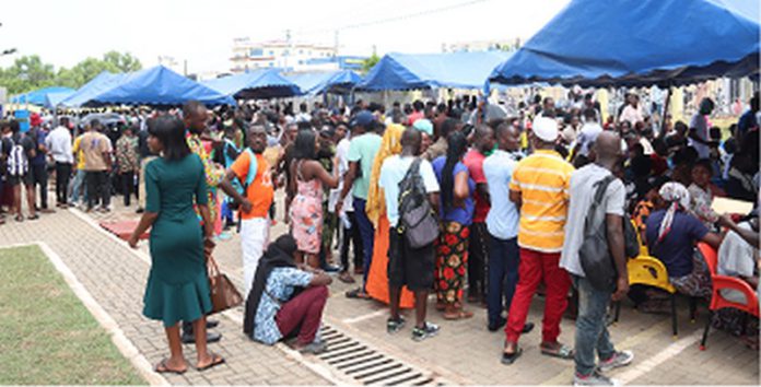 Some applicants waiting to be registered. Picture: ELVIS NII NOI DOWUONA