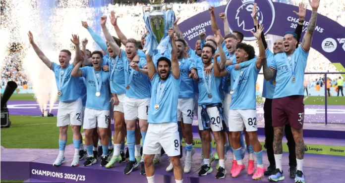 REUTERS - CARL RECINE As Manchester City lifted the trophy, five men were awaiting sentencing for illegally streaming Premier League matches