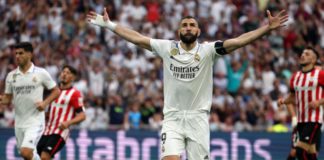 Karim Benzema scored his 354th Real Madrid goal in his final match for the club