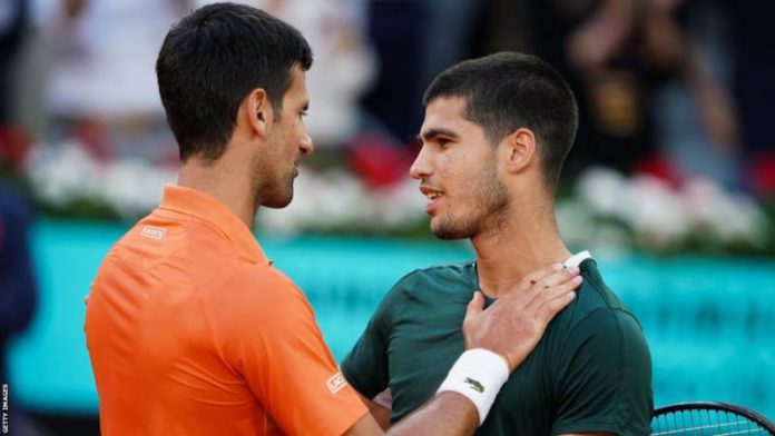 Djokovic and Alcaraz will meet at a Grand Slam for the first time, having only played each other once at the 2022 Madrid Open