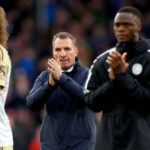 Brendan Rodgers (centre) was sacked in April with Leicester City under threat of relegation