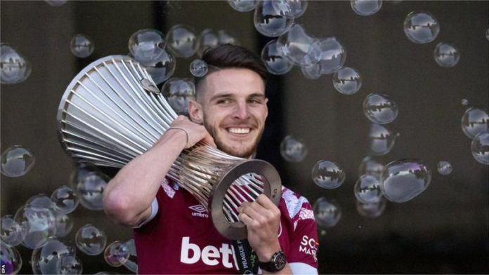 Declan Rice helped West Ham win the Europa Conference League earlier this month