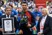 Cristiano Ronaldo was given a Guinness World Records certificate for his achievements before kick-off