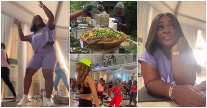 Jackie Appiah works out in a video. Image Credit: @jackieappiah