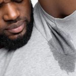 Man with sweaty and smally armpit